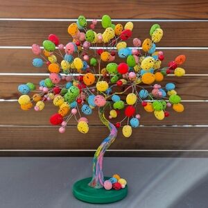 Colorful Egg Tree Sculpture - Multicolor Decorative Accent